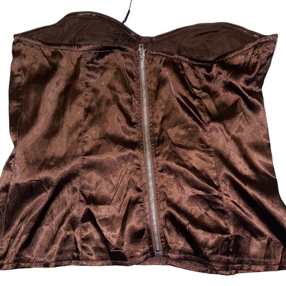 PrettyLittleThing Chocolate Satin Corset Top Size 10 - Picture 4 of 5